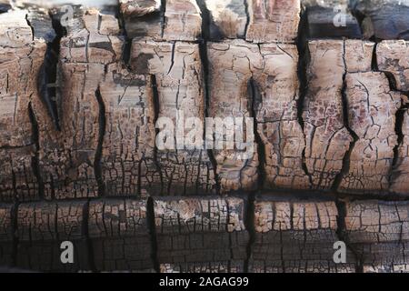 Der Hintergrund einer verkohlten Holz anmelden Stockfoto