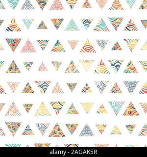 Hand Abstract background mit Doodle triangels - nahtlose Muster, toll für Textilien, Banner, Umhüllung, Wallpaper - Vektor Design gezeichnet Stockfoto