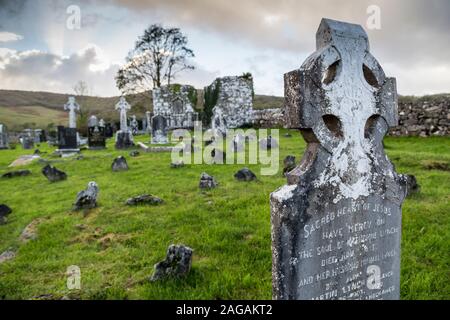 Ruine der Kirche St. Colm Cille, Burren, Co. Clare, Irland Stockfoto