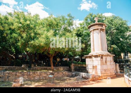 Denkmal der Lysicrates im Stadtteil Plaka in Athen, Griechenland Stockfoto