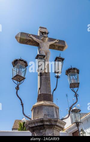 Die Statue von Christus der Laternen in der Plaza de Capuchinos in Cordoba, Andalusien Spanien Stockfoto