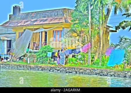 HDR Malerei Haus in Backwaters Stockfoto