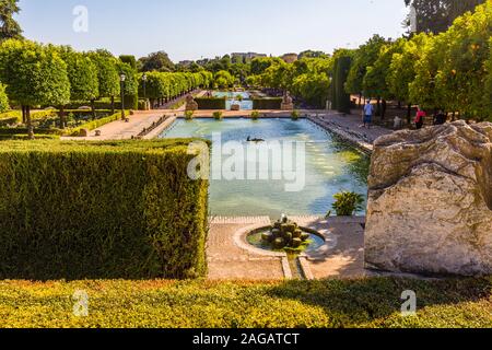 Gärten des Alcázar de los Reyes Cristianos Cordoba in der Region Andalusien in Spanien Stockfoto