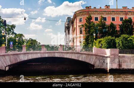 Die zweite engineering Brücke über die ehemalige Channel der Auferstehung. Michailowski schloss. Fontanka. St. Petersburg Stockfoto