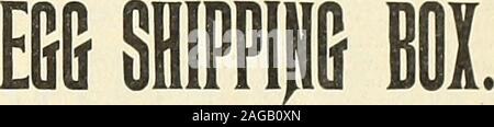 . Die Farm - Geflügel. 15 Ei Größe pro Doz. $ 1.5030 Ei Größe pro Doz. 1.8045 Ei Größe pro Doz. 2,25 Eier können sicher in diese Boxen ausgeliefert werden alle dis- nisse. JOSEPH BBECK & Söhne, 51 N. Market St., Boston, Mass der Östlichen Poultryman M UND BAUERNHOF - GEFLÜGEL monatlich Semi-monatlich. Beide Nur ein Jahr 50c. Poultrymen wird in der östlichen Poultryman. Au lehrreich, zuverlässig, aktuell Veröffentlichung, gewidmet toall Interessen der Geflügelindustrie, deren Lehren Sound sind, und deren Ziel es ist, seine Leser allnecessary Kenntnisse der Art, Geld zu geben. Bearbeitet von E.E. Peacock, Mieten Hill, Me, gut und Stockfoto