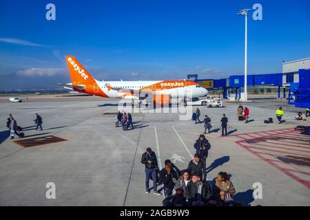 Easyjet Flugzeug Flughafen Athens, Athens International Airport Eleftherios Venizelos Stockfoto