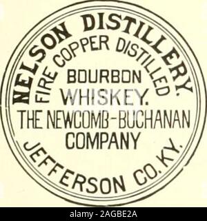 . Pacific Wein und Geist. Fertigung JAN. 1, 1874, bis zum 30. Juni 1894,121,718 Fässer. Produktion JAN. 1, 1880 BIS 30. JUNI 1894,28,086 Fässer. NELSON BOURBON NELSON REINE ROGGEN NELSON PURE MALT. Stockfoto