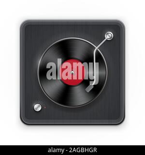 Detaillierte Symbol der retro vinil Plattenspieler mit Dark Fall. Vector Illustration Stock Vektor