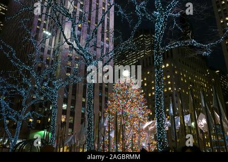 Das Rockefeller Center Weihnachtsbaum, NYC, USA Stockfoto