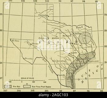 . Die Geographie von Texas, physischen und politischen. Abb. 62. Ein Texas Cotton Field river valley Abschnitte.^ Diese zwei Abschnitte jetzt prac sind gebucht gemischt und werden weiter durch die Reis erhöht, die Grafschaften entlang der Guadalupe River. Thisenlarged Abschnitt erstreckt sich entlang der Küste von der Louisianaline der Guadalupe River, umfasst die folgenden Ländern Krawatten: Orange, Jefferson, Kammern, Liberty, Galveston, Brazoria, Harris, Fort Bend, Waller, Matagorda, Wharton, Colorado, Austin, Jackson, Calhoun, Victoria, und Dewitt. 1 Reis Bewässerung in Texas, Bulletin der Universität von Texas, Nein. IG, 19. Stockfoto