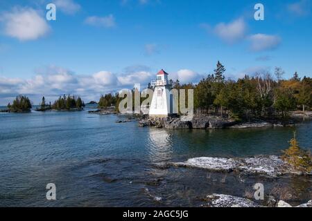 Ein Blick auf die South Baymouth Leuchtturm. Stockfoto