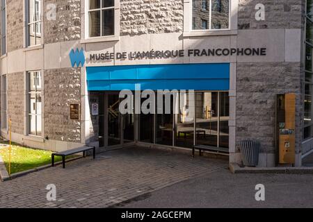 Quebec City, CA - 5. Oktober 2019: Eingang des Musée de l'Amerique frankophonen Stockfoto