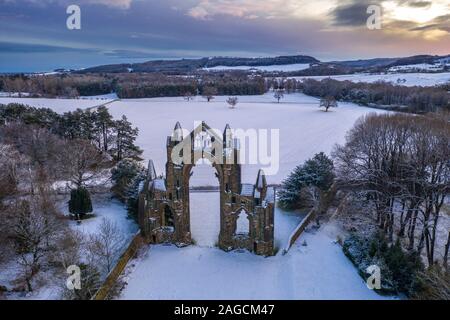 Gisborough Priory im Winter Schnee, Guisborough, North Yorkshire Stockfoto