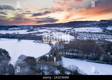 Gisborough Priory im Winter Schnee, Guisborough, North Yorkshire Stockfoto