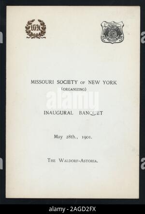 Toast; LOGOS; Eröffnungs- und Veranstaltungsräume [von] MISSOURI GESELLSCHAFT VON NEW YORK [at] Waldorf - ASTORIA [NY] (HOTEL ;) Stockfoto