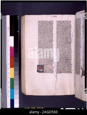 In de Ricci, Seymour, Volkszählung Handschriften des Mittelalters und der Renaissance in den Vereinigten Staaten und Kanada aufgeführt. New York. New York: H.W. Wilson, 1935; und Ergänzen, New York, N.Y.: Bibliographische Gesellschaft von Amerika, 1962. Ownership: Sammlung von Marquis de Morante; seine Verkauf (1872) zu Bachelin. Von der R.L. Stuart Sammlung (Nr. 13880), vermachte 1892. 2-Linie rot Initialen mit bläulich/Lila, Rot penwork Kapitelnummern, rote und blaue Buch Namen, Rot placemarkers. De Ricci, dass Lukas 15-23 Seiten in einem aus dem 15. Jahrhundert italienischer Hand geschrieben sind. De Ricci, 1316. Diagramm von Dr. G.B. Guest. Lukas 15 - Stockfoto