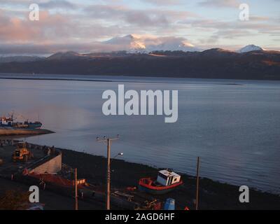 Puerto Williams (Chile), ein Fischerhafen in der Beagle-kanal und auch die Welt "südlichsten Dorf Stockfoto