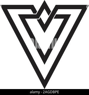 Buchstabe v Überlappende Linien logo Vektor Monogramm Stock Vektor