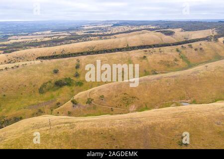 Sanften grünen Hügeln und Bäumen in Ackerland südlich von Adelaide in Australien Stockfoto