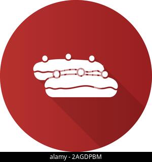 Eclair Kuchen flache Bauweise lange Schatten glyph Icon. Vektor silhouette Abbildung Stock Vektor