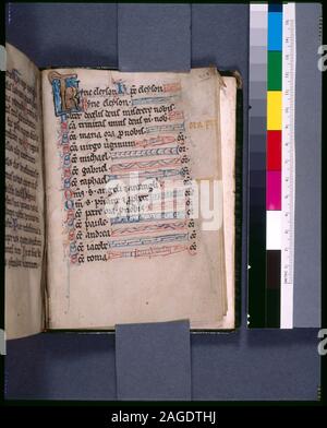 In de Ricci, Seymour, Volkszählung Handschriften des Mittelalters und der Renaissance in den Vereinigten Staaten und Kanada aufgeführt. New York. New York: H.W. Wilson, 1935; und Ergänzen, New York, N.Y.: Bibliographische Gesellschaft von Amerika, 1962. Ownership: Französischer Katalog Ca. 1850-60; Sammlung von Dr. Thomas Addis Emmet; im Jahre 1896 von John S. Kennedy präsentiert. 16 lange Linien (32 im Kalender), in Bleistift ausgeschlossen. Mindestens 2, Gebet, w. 216 v, durch ein anderes De Ricci Orte dieses Manuskript in England, s. XIII; Dr. Gast in Frankreich, im dritten Viertel des 13. Jahrhunderts. De Ricci, 1317. Diagramm von Dr. G.B. Gues Stockfoto