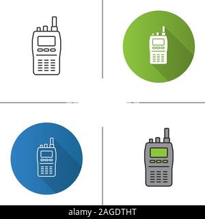 Walkie talkie Symbol. Flache Bauweise, lineare und Farbe Stile. Polizei Radio. Isolierte Vektorgrafiken Stock Vektor
