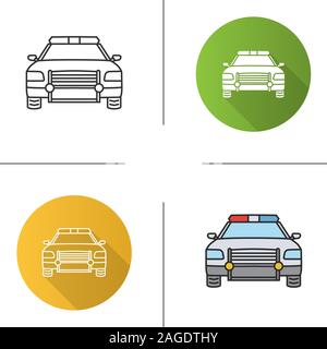 Polizei Auto-Symbol. Flache Bauweise, lineare und Farbe Stile. Isolierte Vektorgrafiken Stock Vektor