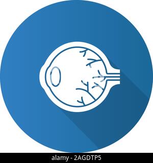 Auge Anatomie flache Bauweise lange Schatten glyph Icon. Wunde Auge. Vektor silhouette Abbildung Stock Vektor