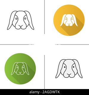 Zwergkaninchen Symbol. Flache Bauweise, lineare und Farbe Stile. Bunny. Hase. Isolierte Vektorgrafiken Stock Vektor
