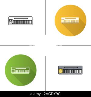 Mellotron Symbol. Flache Bauweise, lineare und Farbe Stile. Synthesizer. Isolierte Vektorgrafiken Stock Vektor
