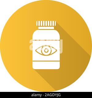 Auge Pillen flache Bauweise lange Schatten glyph Icon. Medikamente. Vektor silhouette Abbildung Stock Vektor