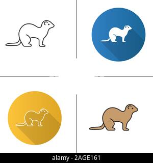 Frettchen Symbol. Flache Bauweise, lineare und Farbe Stile. Iltis. Isolierte Vektorgrafiken Stock Vektor