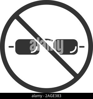 Verbotszeichen mit Brille glyph Icon. Sonnenbrille verbot. Silhouette Symbol. Negativer Platz. Vektor isoliert Abbildung Stock Vektor