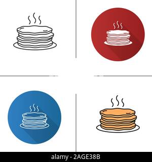 Pfannkuchen Symbol stack. Flache Bauweise, lineare und Farbe Stile. Isolierte Vektorgrafiken Stock Vektor