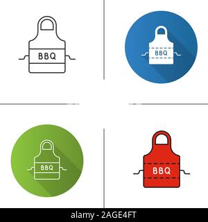Barbecue schürze Symbol. Flache Bauweise, lineare und Farbe Stile. Isolierte Vektorgrafiken Stock Vektor