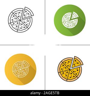 Pizza mit einer Schicht getrennt Symbol. Flache Bauweise, lineare und Farbe Stile. Isolierte Vektorgrafiken Stock Vektor