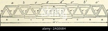 . Die Encyclopedia Britannica; ... Ein Wörterbuch der Kunst, der Wissenschaft und der allgemeinen Literatur. Abb. 81. Dauerhaft Auf jeder oberen Gelenk und 10 Tonnen überschreiten. Onfig. 80 markiert sind die Belastungen als die Brücke vollständig ist der jiassing coveredwith laden. In Abb. SOa sind die maxiniumstresses mit anv Verteilung der Belastung gekennzeichnet. Abbn. 81 und 82 zeigen - eiajjhi PEAMK 3. J BRÜCKEN 321 Cally die Höhe - aus Metall in dieser Brücke auJ erforderlich in einem giidcr oftUe Schleim span Nnd 12 Fuß ilcei); Die breadtli iliagmmto gegeben, in der jedes Mitglied ist proportional zur tlio Querschnitt erforderlich. Tliequantity aus Metall re Stockfoto