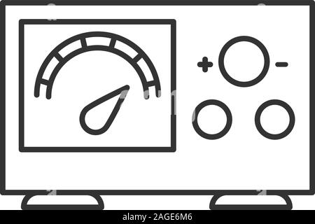 Tattoo Stromversorgung mit Voltmeter lineare Symbol. Dünne Linie Abbildung. Kontur Symbol. Vektor isoliert Maßbild Stock Vektor