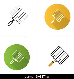 Hand Grill Symbol. Flache Bauweise, lineare und Farbe Stile. Grill Gitter. Grillen Warenkorb. Isolierte Vektorgrafiken Stock Vektor