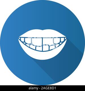 Lächeln mit den fehlenden Zahn flache Bauweise lange Schatten glyph Icon. Vektor silhouette Abbildung Stock Vektor