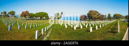 San Diego, Kalifornien/USA - August 13, 2019 Fort Rosecrans National Cemetery, einem föderalen Soldatenfriedhof in der Stadt von San Diego, Kalifornien. Stockfoto