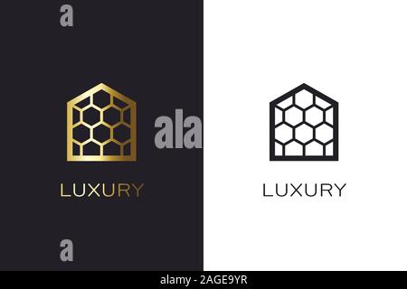 Beehive House Logo Erstellung cconcept. Immobilien Bild Stock Vektor
