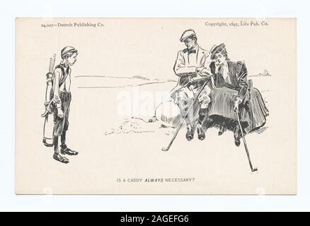 1905+. Enthält das "Life"-Cartoon Serie.; Ist ein Caddy immer notwendig?, das Leben Cartoons Stockfoto