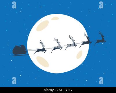 Silhouette von Santa Claus, der Vollmond Stock Vektor