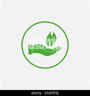 Blatt in der Hand Symbol. Vector Illustration, flache Bauweise Stock Vektor