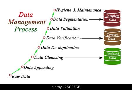 Komponenten von Data Management Prozess Stockfoto
