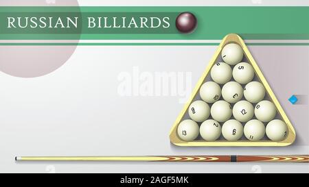 Russisches Billard Visitenkarte. Vector Illustration mit Raum für Text Stock Vektor