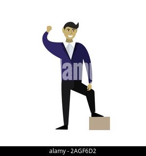 Geschäftsmann. Sieger glücklich. Vector Illustration Flat Style Stock Vektor
