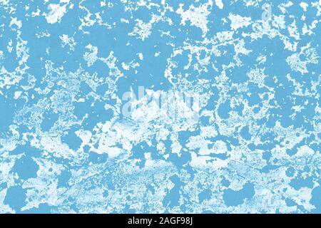 Blaue Farbe Flecken an der Wand, Leinwand. Abbildung mit blauen und weißen Flecken beschmutzt, hellen Hintergründen. Abstrakte Muster der Tinte. Kreative künstlerische Stockfoto