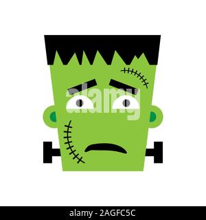 Halloween Frankenstein Vector Illustration. Traurig Frankenstein Tag. Abbildung: für Kinder, Karte Halloween, drucken. Stock Vektor